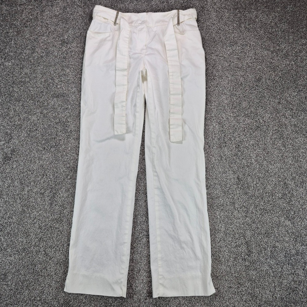 Armani‎ Collezioni Trousers Womens 4 White Cotton Belted Made in Italy